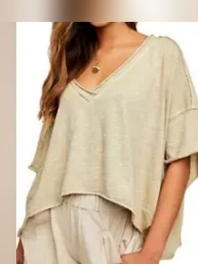 We The People We The Free Cally Boxy Cropped Flowy Top - Washed Rose Pink - Sz L